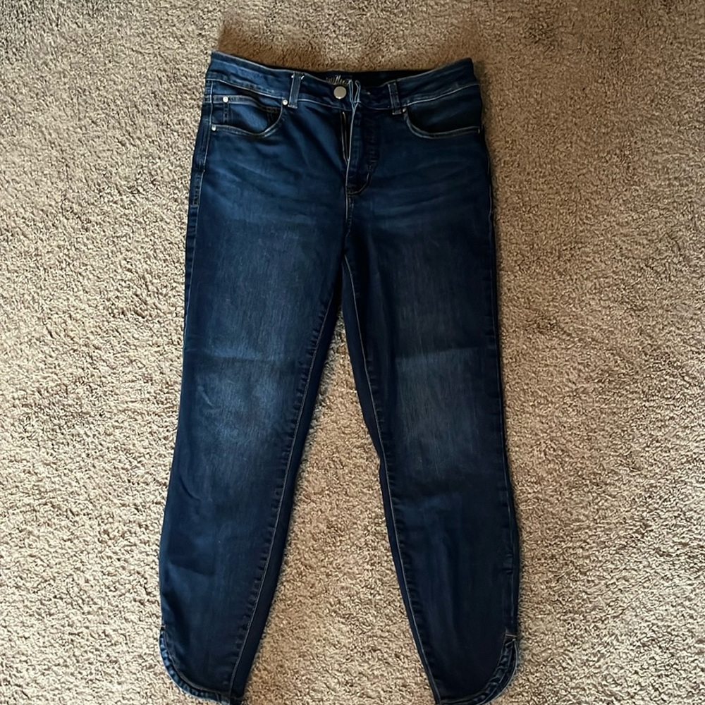 Maurice’s high rise ever flex Jean. Stretchy with ankle cut out